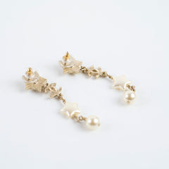 Chanel CC Star Drop Pearl Earrings Costume Jewellery