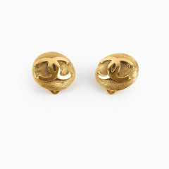 Chanel Vintage Round Clip On Earrings Costume Jewellery