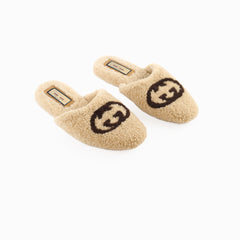 Gucci Shearling Mules Beige Size 38
