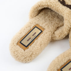 Gucci Shearling Mules Beige Size 38