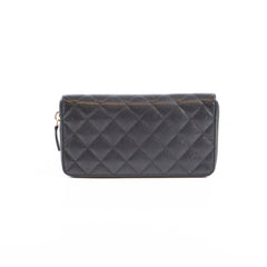 Chanel Quilted Caviar Long Wallet Black