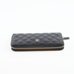 Chanel Quilted Caviar Long Wallet Black