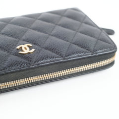 Chanel Quilted Caviar Long Wallet Black