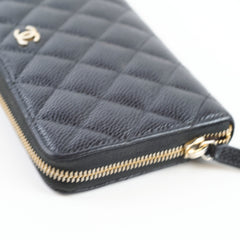 Chanel Quilted Caviar Long Wallet Black