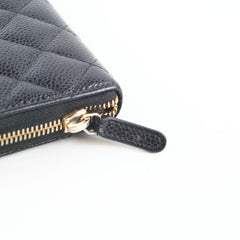 Chanel Quilted Caviar Long Wallet Black