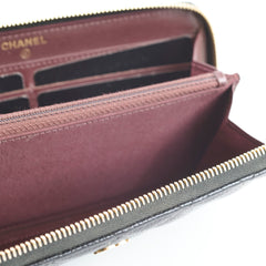 Chanel Quilted Caviar Long Wallet Black