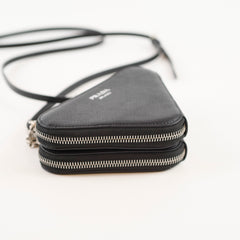 Prada Mini Triangle Crossbody saffiano Pouch Black