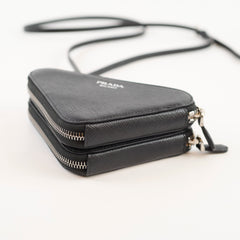 Prada Mini Triangle Crossbody saffiano Pouch Black
