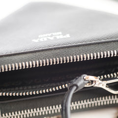 Prada Mini Triangle Crossbody saffiano Pouch Black