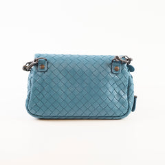 Bottega Veneta Small Nappa Intrecciato Chain bag Teal Blue