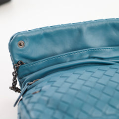 Bottega Veneta Small Nappa Intrecciato Chain bag Teal Blue