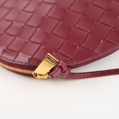 Bottega Veneta Round Intrecciato Crossbody Burgundy