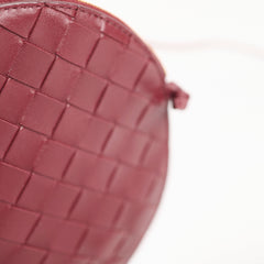 Bottega Veneta Round Intrecciato Crossbody Burgundy