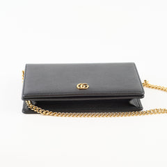 Gucci Marmont Wallet On Chain Grained Leather Black