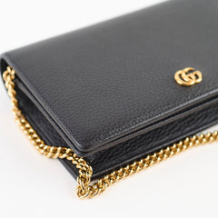 Gucci Marmont Wallet On Chain Grained Leather Black