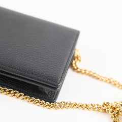 Gucci Marmont Wallet On Chain Grained Leather Black