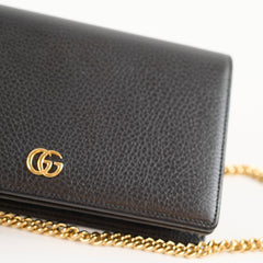 Gucci Marmont Wallet On Chain Grained Leather Black