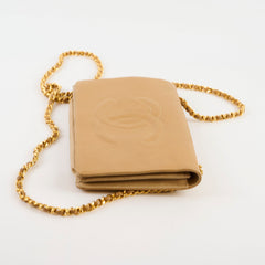 Chanel Vintage Timeless Wallet On Chain Caviar Beige 24K Gold