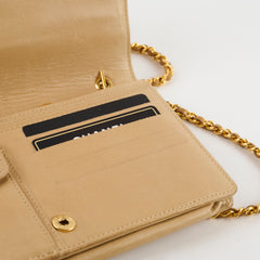 Chanel Vintage Timeless Wallet On Chain Caviar Beige 24K Gold