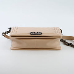Chanel Old Medium Boy Chevron Caviar Pink Beige