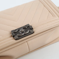 Chanel Old Medium Boy Chevron Caviar Pink Beige