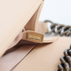 Chanel Old Medium Boy Chevron Caviar Pink Beige