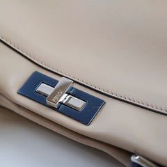 Fendi Medium Peekaboo I See U Braided Handle Calfskin Dove Grey