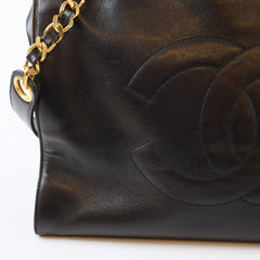 Chanel Vintage CC Chain Tote Lambskin Black 24k Gold