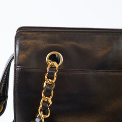 Chanel Vintage CC Chain Tote Lambskin Black 24k Gold