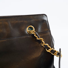 Chanel Vintage CC Chain Tote Lambskin Black 24k Gold