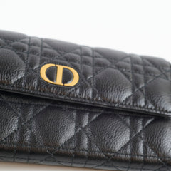Christian Dior Caro Orchid Long Wallet Black