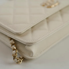 Chanel Wallet on Chain WOC White Caviar Microchip
