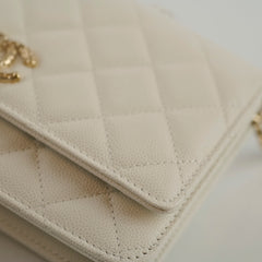 Chanel Wallet on Chain WOC White Caviar Microchip