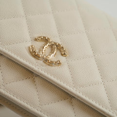 Chanel Wallet on Chain WOC White Caviar Microchip