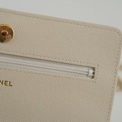 Chanel Wallet on Chain WOC White Caviar Microchip