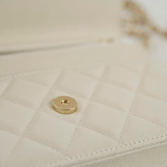 Chanel Wallet on Chain WOC White Caviar Microchip