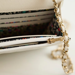 Chanel Wallet on Chain WOC White Caviar Microchip
