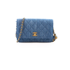 Chanel Denim WOC Wallet On Chain  Pearl Crush Microchip
