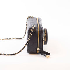 Chanel Coco Clip Camera Bag Quilted Lambskin Black Microchip