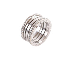 Bvlgari B Zero 1 4 Bands Ring 18K White Gold Pavé Diamond Size 57