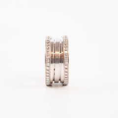 Bvlgari B Zero 1 4 Bands Ring 18K White Gold Pavé Diamond Size 57
