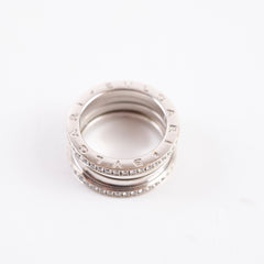 Bvlgari B Zero 1 4 Bands Ring 18K White Gold Pavé Diamond Size 57