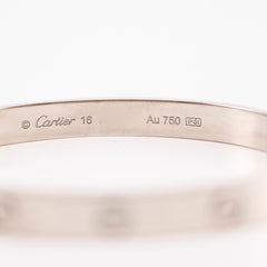 Cartier Love Bracelet Classic White Gold Size 16 2024