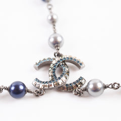 Chanel CC Beaded Crystal Double Strand Necklace