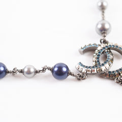 Chanel CC Beaded Crystal Double Strand Necklace