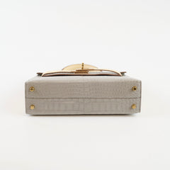 Hermes Mini Kelly Alligator Mississippiensis Gris Perle/Vanilla - U stamp