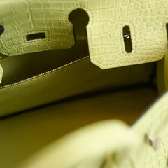 Hermes Birkin 25 Crocodile Porosus Jaune Bourge - Z Stamp