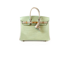 Hermes Birkin 25 Alligator Mississippiensis Verte D'eau/Gris Perle - U Stamp