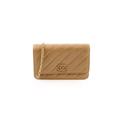 Chanel Light Brown Lambskin Wallet On Chain WOC 21 Series