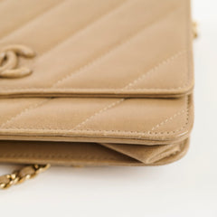 Chanel Light Brown Lambskin Wallet On Chain WOC 21 Series